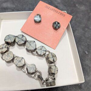 Cross Stones Bracelet and Earrings Set